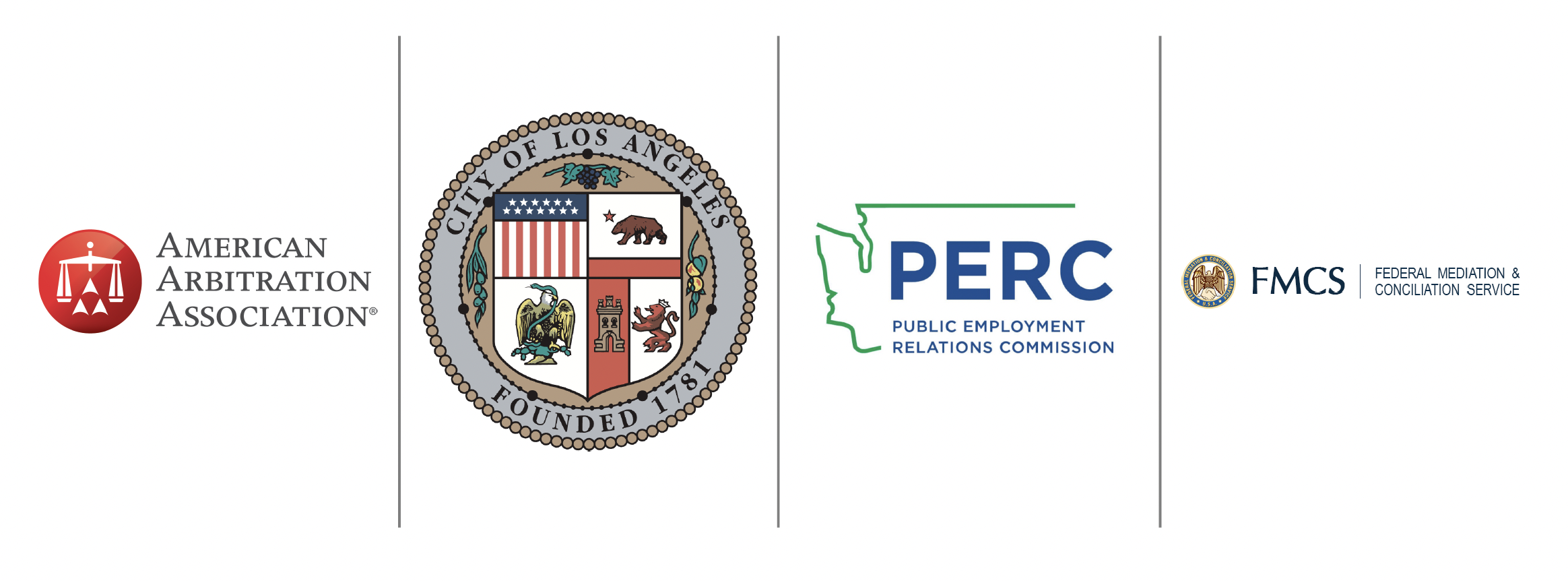 AAA, Washington PERC, FMCS and City of Los Angeles logos in a row